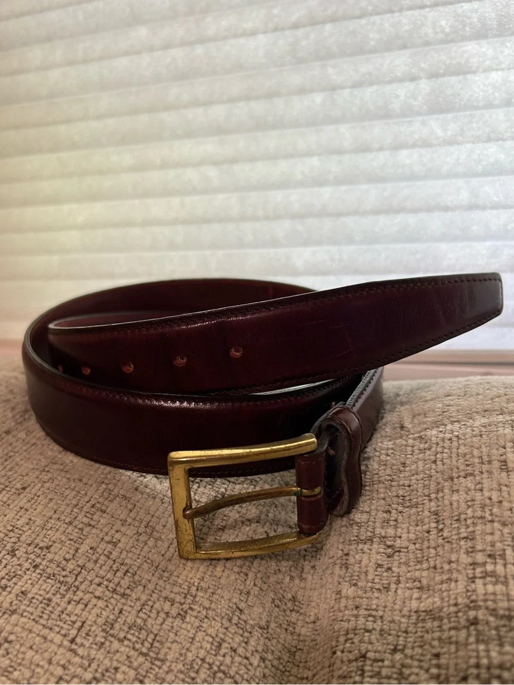 Brooks Brothers Maroon Men's Leather Belt Size 34